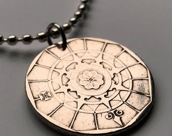 1987 Portugal 20 Escudos coin pendant compass quinas castles caravela ship navigate Lisbon Porto Aveiro Faro Madeira Gaia Guimarães n000887