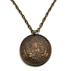 1891 Argentina 2 Centavos coin pendant Sol de Mayo Buenos Aires Sun Tucumán Salta San Juan Entre Ríos Río de la Plata Puerto Madero n001232