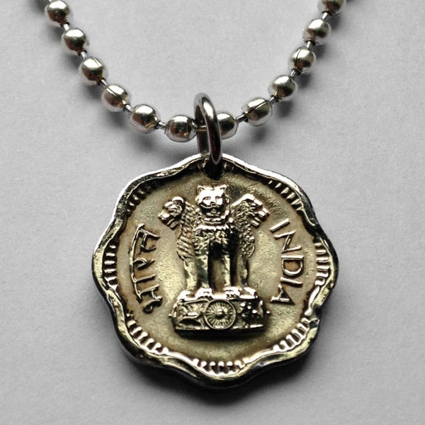 1963 India 2 Paise moneda colgante Sarnath Lion Capital Ashoka Pillar Bombay Dharma Pune Bangalore Varanasi Ganges Punjabi Hindi Hindu n001169