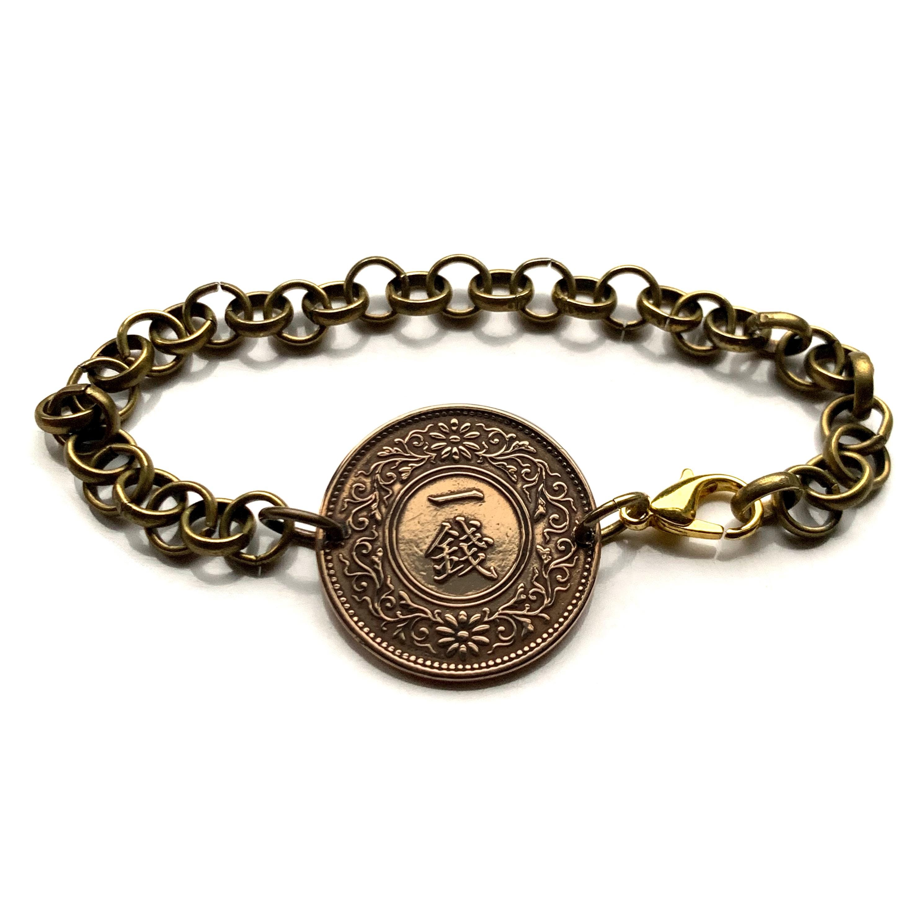 1919 Japan Nippon Sen Coin Bracelet Paulownia Flower Tokyo Kobe