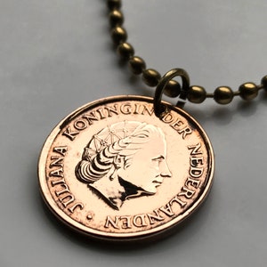 1950 Netherlands Nederland 5 Cent coin pendant Dutch Queen Juliana Royal Highness Holland Amsterdam Utrecht Tilburg Groningen Leiden n000226