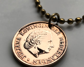 1956 Netherlands Nederland 5 Cent coin pendant Dutch Queen Juliana Royal Highness Holland Amsterdam Utrecht Tilburg Groningen Leiden n000226