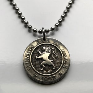1862! Belgium 10 Centimes coin pendant Belgian lion Brussels Bruges Antwerp Flanders Flemish Hasselt Kortrijk Ostend Dinant Ardennes n000863