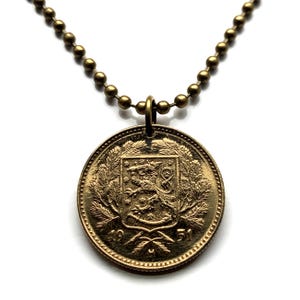 1951 Finlandia Suomi 5 Markka moneda colgante león finlandés Helsinki Espoo Tampere Vantaa Oulu Turku Savonlinna Mikkeli Lappeenranta n000326 imagen 2