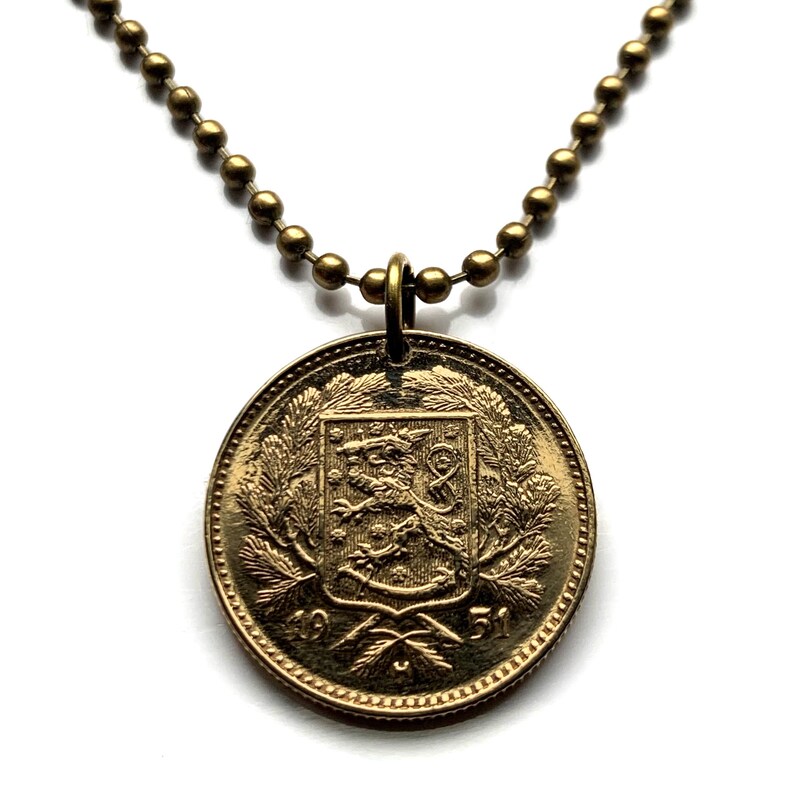 1951 Finlandia Suomi 5 Markka moneda colgante león finlandés Helsinki Espoo Tampere Vantaa Oulu Turku Savonlinna Mikkeli Lappeenranta n000326 imagen 2
