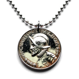 1966 Panama 1/4 Balboa coin pendant armored helmet Vasco Núñez de Balboa Vista Alegre Santiago Veraguas Colón Casco Viejo Coronado n000452