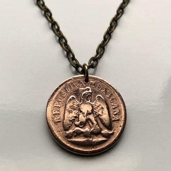 1892 Mexico 1 Centavo Coin Pendant Mexican Eagle Jalisco Etsy