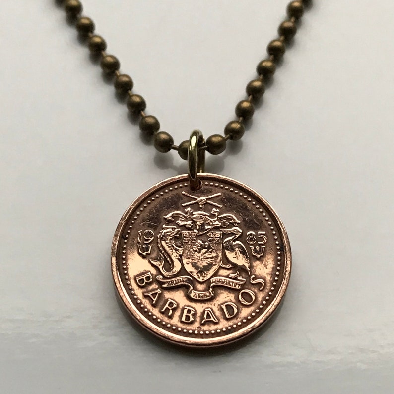 1986 Barbados 1 Cent coin pendant Barbadian Bajan trident Bridgetown 3 pronged spear fishing Poseidon Neptune sea god aquaman n000010 image 5