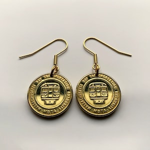 Boston Massachusetts MBTA Massachusetts Bay Transportation Authority token coin earrings subway train bus transit commuter initial T e000537