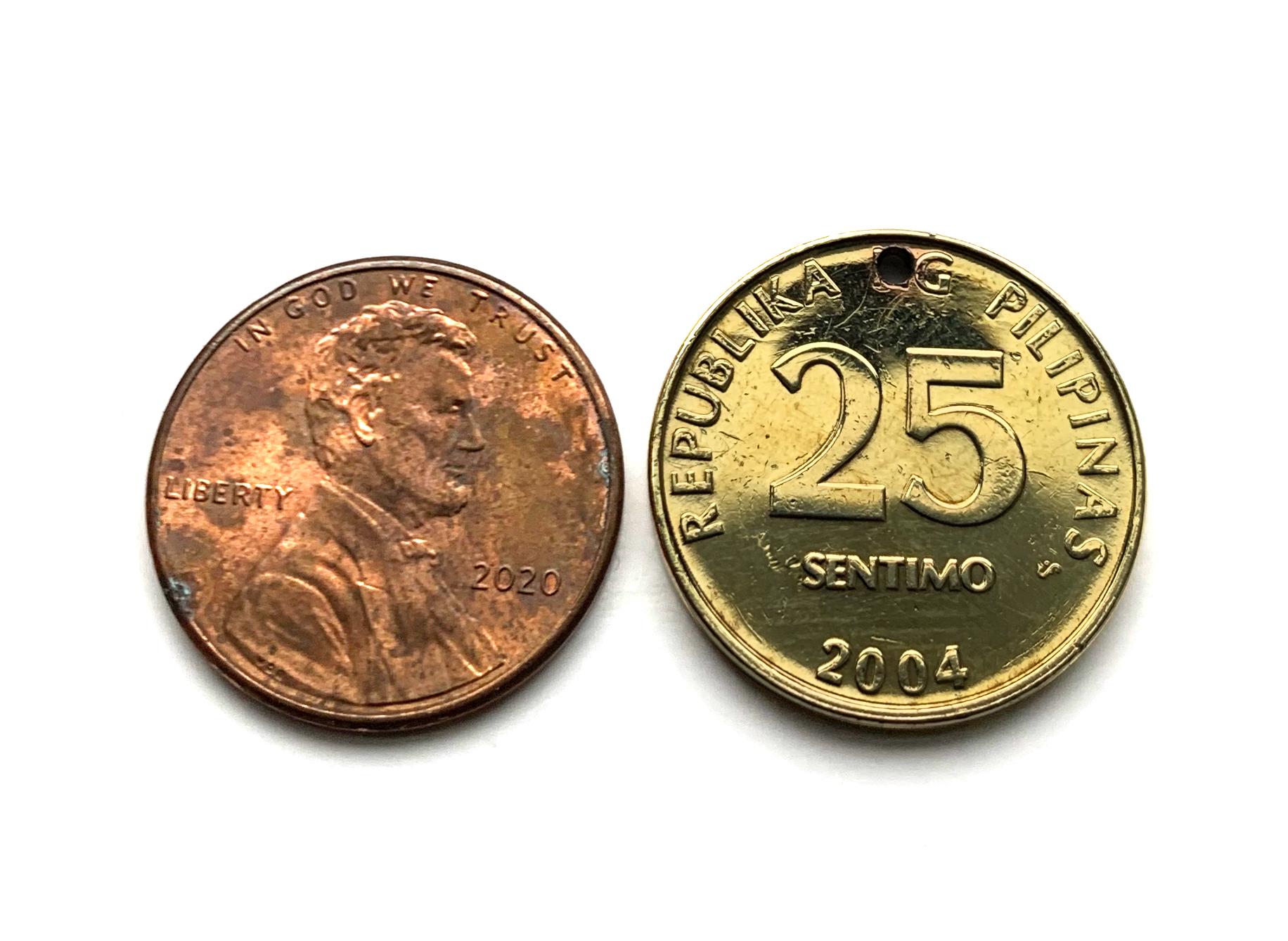 1993 2004 フィリピン 25 センチモ コイン ペンダント エスクード