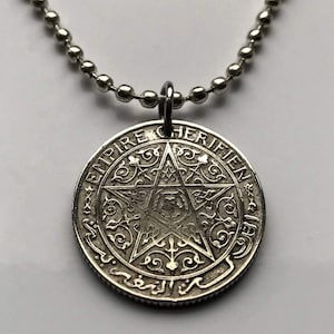 1921 Marruecos Maroc 50 Cent moneda colgante pentagrama marroquí Casablanca Rabat Fez Tánger Marrakech Agadir Venta Berberes Moros Magrebíes n001402