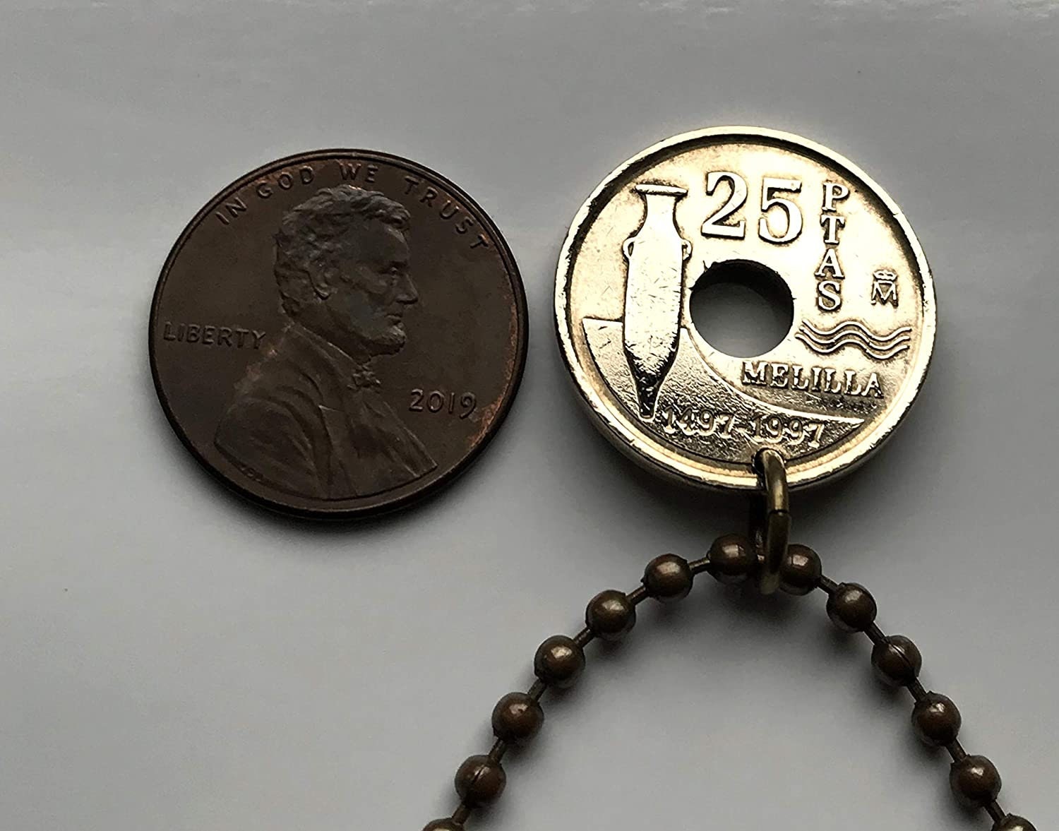 1997 スペイン エスパーニャ 25 ペセタ コイン ペンダント スペイン メリリャ ラ ビエハ市庁舎 パラシオ デ ラ アサンブレア マラガ  シウダード ビエハ広場 n000593 - Etsy 日本