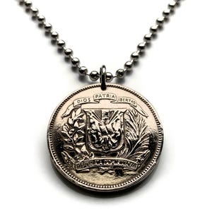 1967 Dominicaanse Republiek 25 Centavos munthanger Quisqueya Santo Domingo Santiago Caribbean Hispaniola Taino Merengue n002625