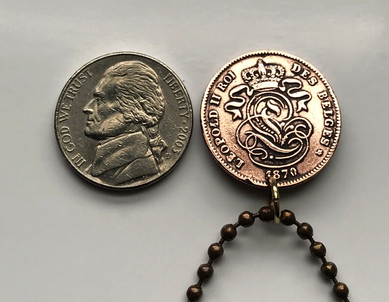 Belgium 2 Cent Belgian lion Brussels Antwerp coin pendant Mons Flanders Flemish Hasselt Kortrijk Ostend Ypres Dinant Ardennes n003230 1870