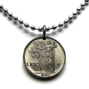 1991 Italy 100 Lire coin pendant Italia Minerva Rome Milan Venice Verona Siena Capri Bari Sardinia Parma San Gimignano Matera Napoli n000597