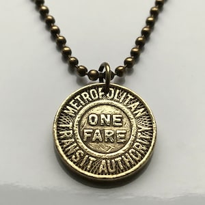 1951 Boston Massachusetts MTA Metropolitan Transit Authority coin token pendant trolley bus train subway transportation commuter n001180
