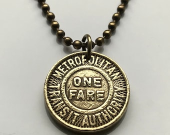 1951 Boston Massachusetts MTA Metropolitan Transit Authority coin token pendant trolley bus train subway transportation commuter n001180