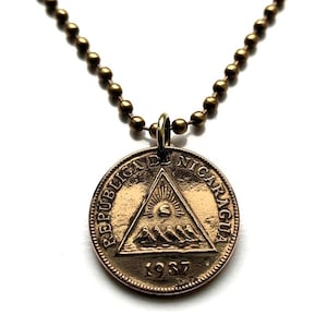 1937 Nicaragua Centavo coin pendant escudo piramide Nicaraguense Nicoyas Pinolero Nicas Managua León Masaya Matagalpa Tipitapa Rivas n002397