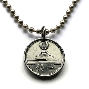 1943 Japan Nippon 1 Sen coin pendant Mount Fuji World War 2 Tokyo Yokohama Shizuoka Kobe Chrysanthemum Saitama Sendai Chiba Niigata n002180