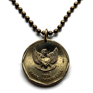 1994 Indonesia 100 Rupiah coin pendant Karapan Sapi bull race Madura Garuda Pancasila Jakarta Batam Sulawesi Borobudur Toraja Bali n000474