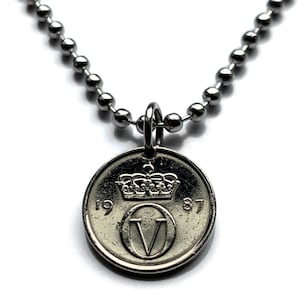 1984 Noruega Norge 10 Ore moneda colgante corona noruega inicial O Oslo Bergen Stavanger Sandnes Trondheim Drammen Bokmal Nynorsk Norsk n002075