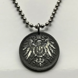 1920 Germany Deutschland 10 Pfennig coin pendant German eagle Berlin Hamburg Munich Cologne Frankfurt Stuttgart Düsseldorf Dortmund n001038