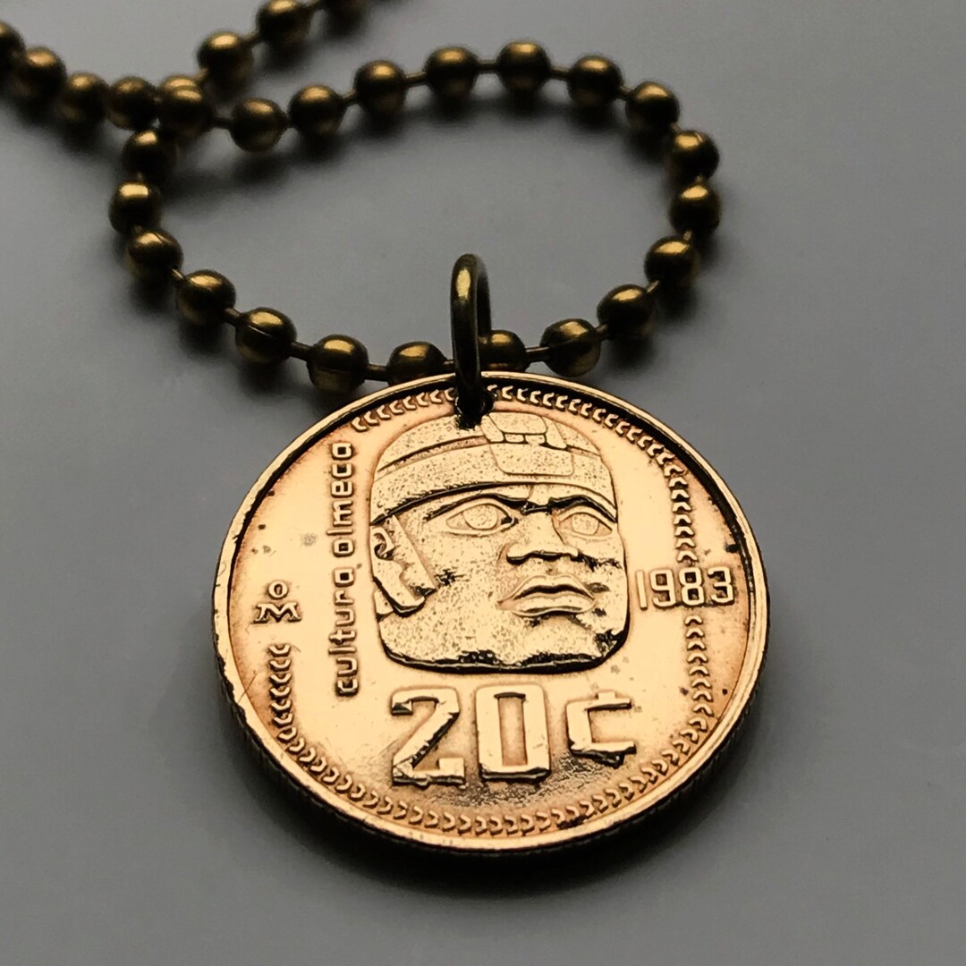 1983 Messico 20 Centavos moneta pendente Olmec teste colossali