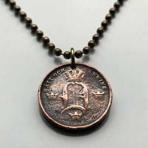 antique! 1844-1855 Sweden Sverige 1/3 Skilling Banco coin pendant Swedish crowns Tre Kroner Stockholm Gothenburg Malmö Uppsala Norse n003560