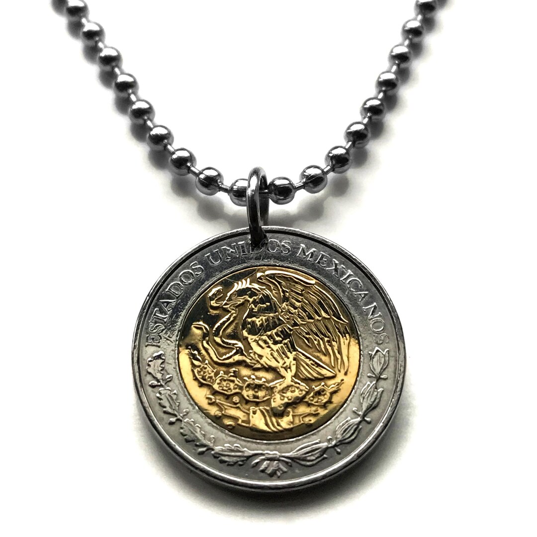2006 Mexico 1 Peso Coin Pendant Mexican Eagle Monterrey Guadalajara ...