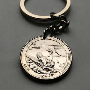 2019 USA Quarter 25 Cent coin pendant Guam War in the Pacific WWII Allies Axis battlefields Japanese 1941 1944 Marines Chamorros n003074