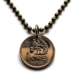 1964 Noruega Norge Noreg Ore moneda colgante ardilla noruega Oslo Bergen Nynorsk Bokmal Skien Fredrikstad Sarpsborg Stavanger Sandnes n000104