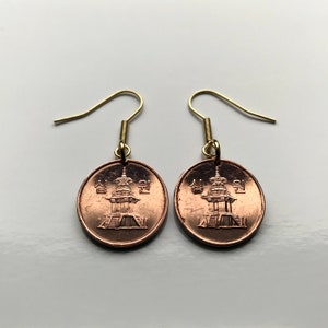 1975 Spain 1 Peseta coin earrings escudo Espa\u00f1ol Madrid Barcelona Murcia Asturias Catalu\u00f1a Espa\u00f1a Las Palmas Vigo Gij\u00f3n Ibiza Oviedo e000304