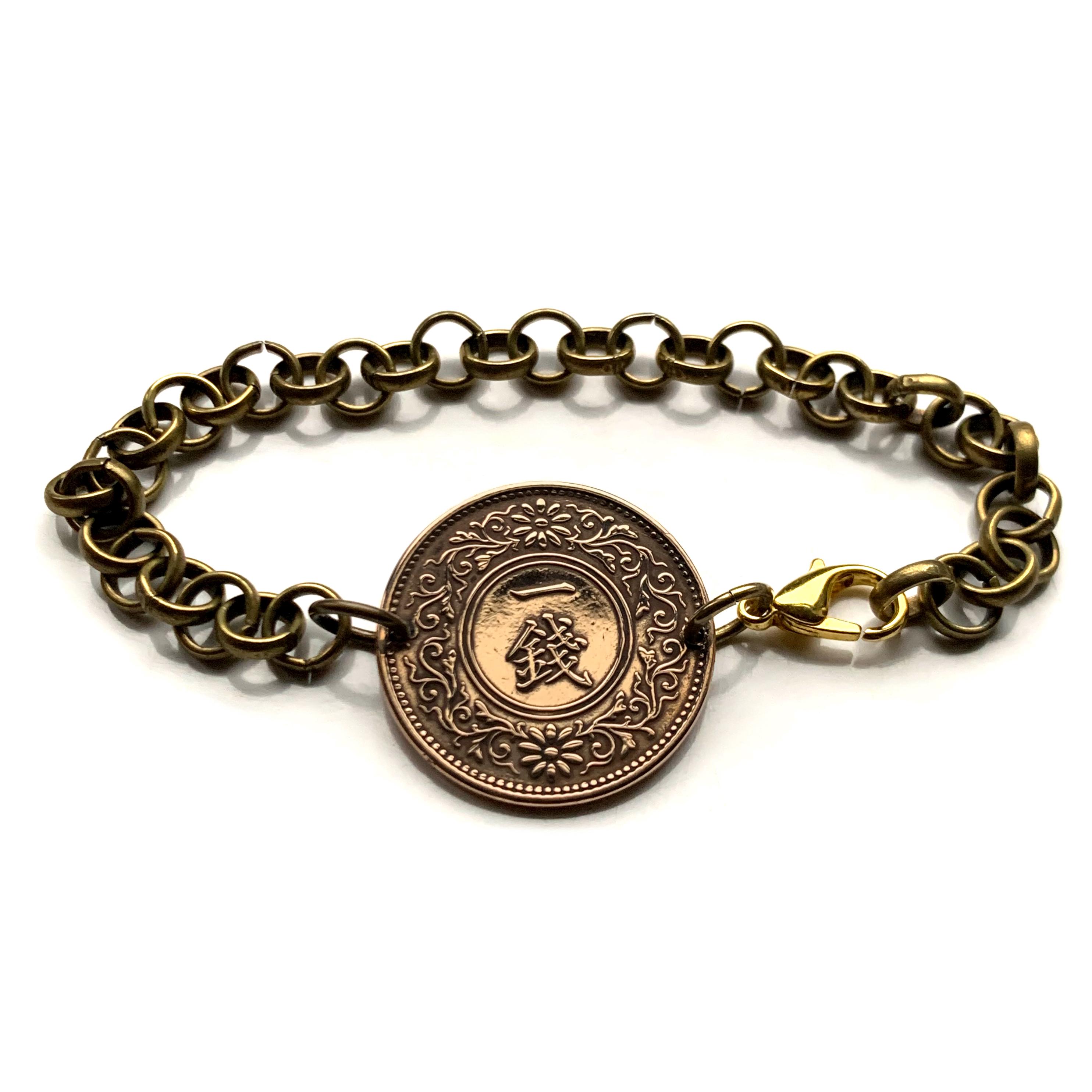 1919 Japan Nippon Sen Coin Bracelet Paulownia Flower Tokyo Kobe