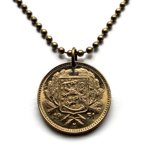1951 Finlandia Suomi 5 Markka moneda colgante león finlandés Helsinki Espoo Tampere Vantaa Oulu Turku Savonlinna Mikkeli Lappeenranta n000326 imagen 1