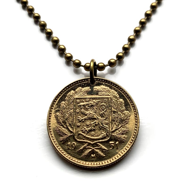 1951 Finlandia Suomi 5 Markka moneda colgante león finlandés Helsinki Espoo Tampere Vantaa Oulu Turku Savonlinna Mikkeli Lappeenranta n000326 imagen 1