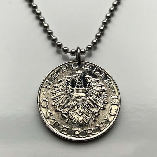 1991 Austria Osterreich 10 Schilling coin pendant Austrian eagle Wachau woman in hat Vienna Sankt Pölten Wels Sölden Ischgl Gmunden n000288