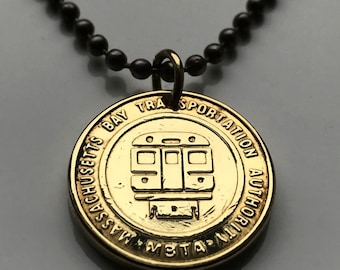 Boston Massachusetts MBTA Massachusetts Bay Transportation Authority token coin pendant subway train bus transit commuter initial T n001072