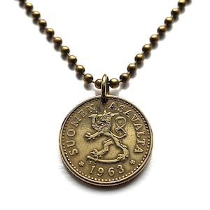 1963 Finland Suomi 10 Pennia coin pendant Finnish lion Helsinki Espoo Tampere Vantaa Nordic Savonlinna Mikkeli Lappeenranta Bothnia n000079