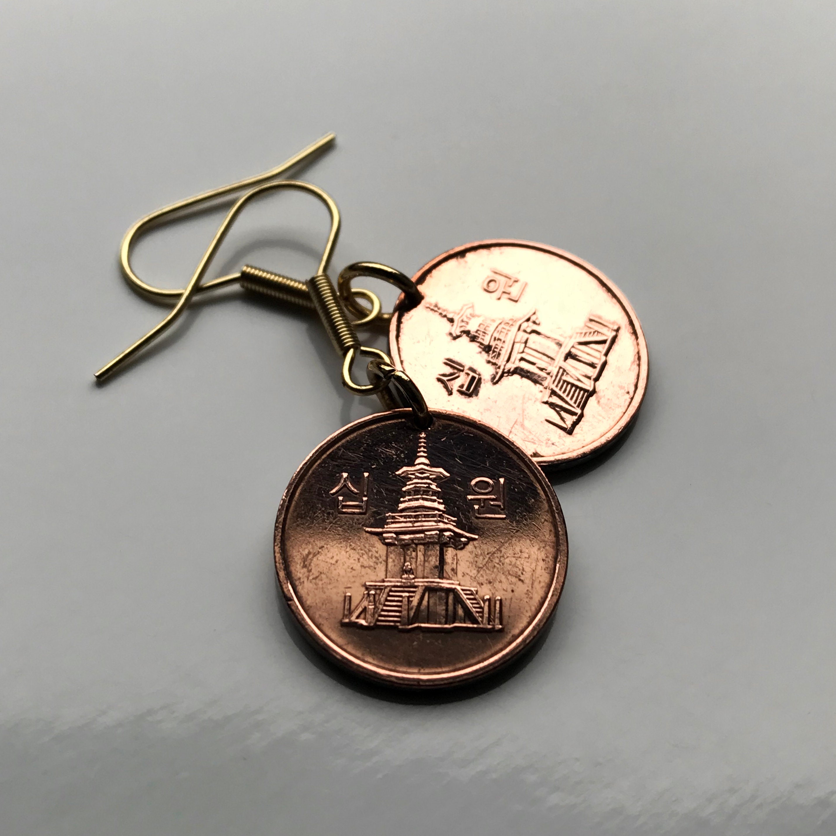 Korean Royal Temple Earrings,Hand Cut Korean Coins, 7/8 in Dia ... - eBay