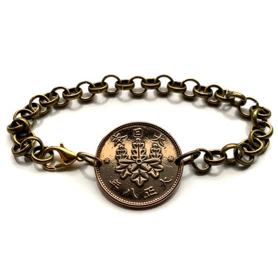 1919 Japan Nippon Sen Coin Bracelet Paulownia Flower Tokyo Kobe