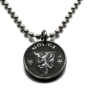 1945 Norway Norge 25 Ore coin pendant World War 2 lion Den norske løve Oslo Bergen Stavanger Sandnes Trondheim Drammen Fredrikstad n002576