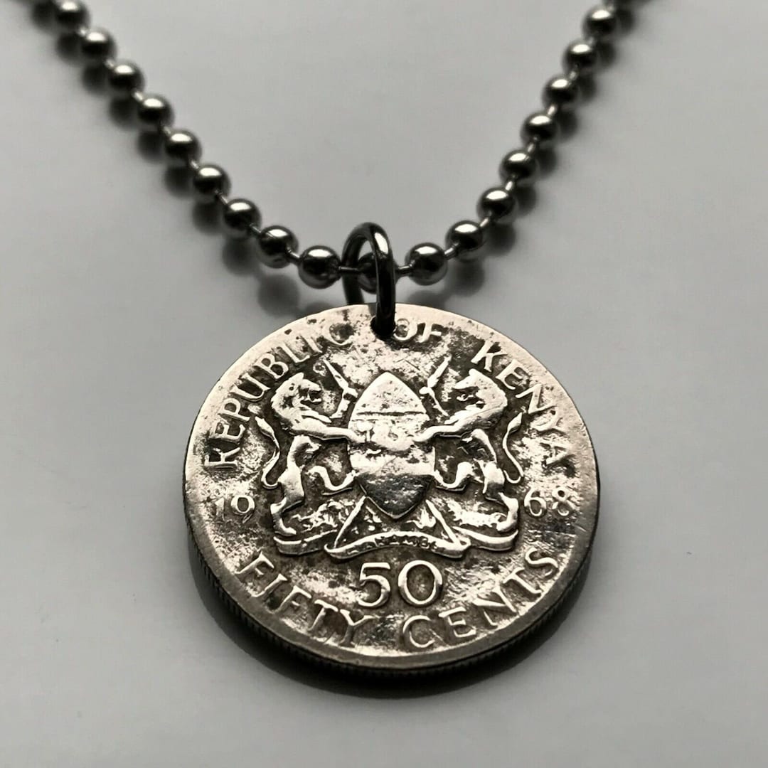1968年 ケニア 50セント硬貨ペンダント ケニアのライオン ナイロビ 東アフリカ キクユ ルヒヤ・ルオ スワヒリ グレートリフトバレー  ラムーサファリ n000285 - Etsy 日本