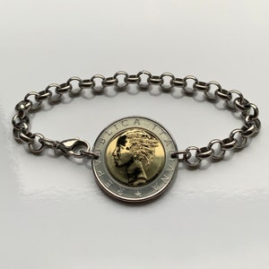 1988 Italy 500 Lire coin bracelet Mercury Rome Florence Venice Siena Bari Modena Messina Padua Trieste Taranto Parma Salerno Pisa b000044