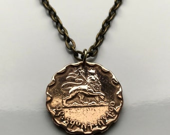 1944 Ethiopia 25 Santm coin pendant Lion of Judah Haile Selassie Rasta Jewish tribe Ras Gondar Mek'ele Oromia Zion Jamaica Axum Dann n000618