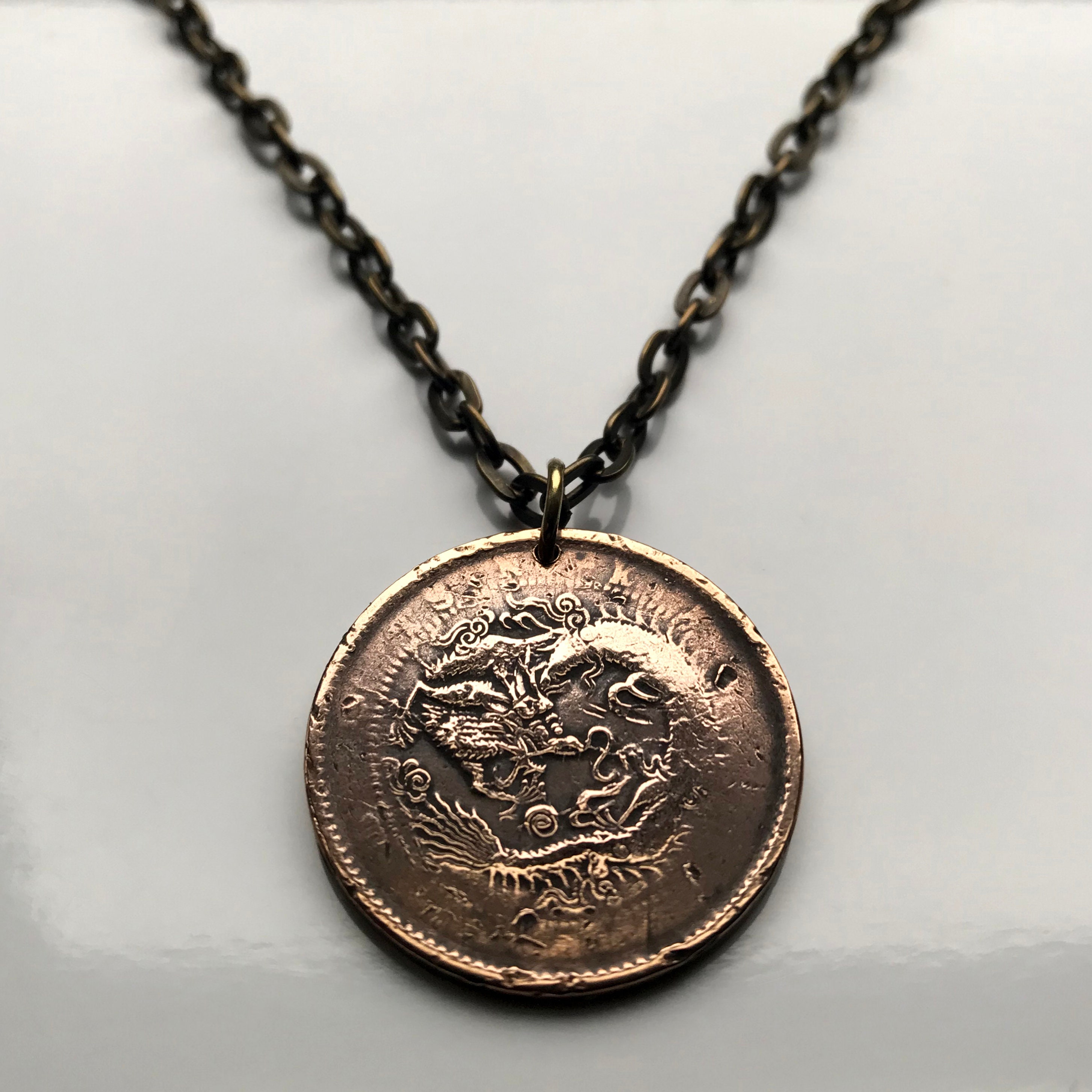 アンティーク！1905年 中国帝国 10セント硬貨ペンダントネックレス