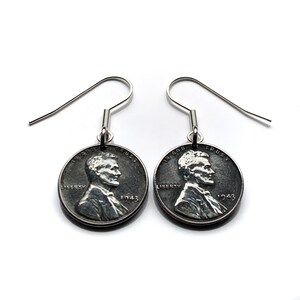 USA 1943 Steel Penny Cent coin earring World War 2 Allied Victory Abraham Lincoln steelie Georgia North Carolina Michigan New Jersey e000122