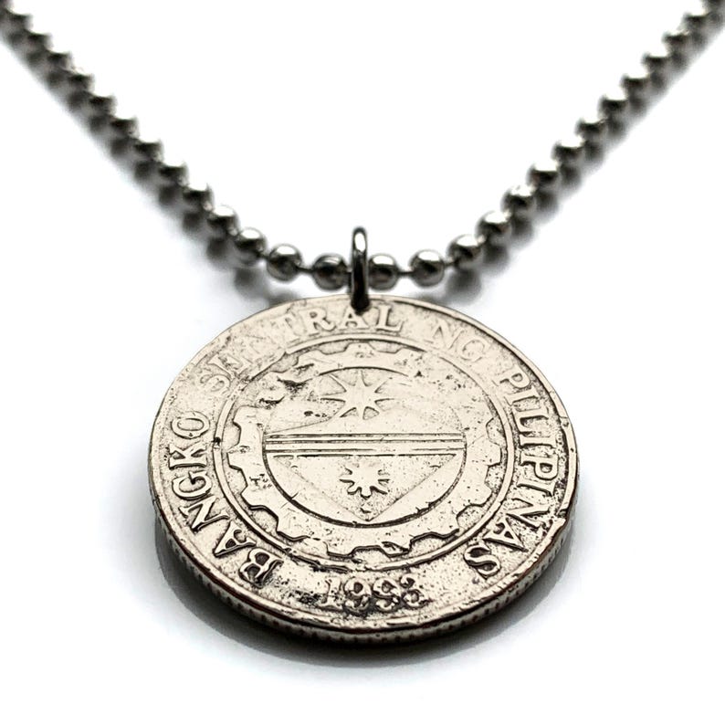 1993 2002 Philippines 1 Piso Coin Pendant Eskudo Filipino Bangko ...