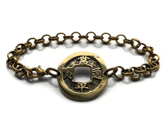 ¡antigüedad! 1778-1806 Corea Mun pulsera de monedas en efectivo Yeopjeon Sangpyeong Tongbo Joseon Yi Dinastía Hun Hangul Hanja Goguryeo Baekje Seúl b000178