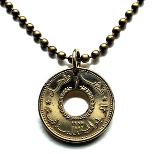 1955 Lebanon Liban Piastre coin pendant cedar tree Beirut Tripoli Baabda Aley Jounieh Batroun Anjar Bsharri Levantine arabic Badaro n003954