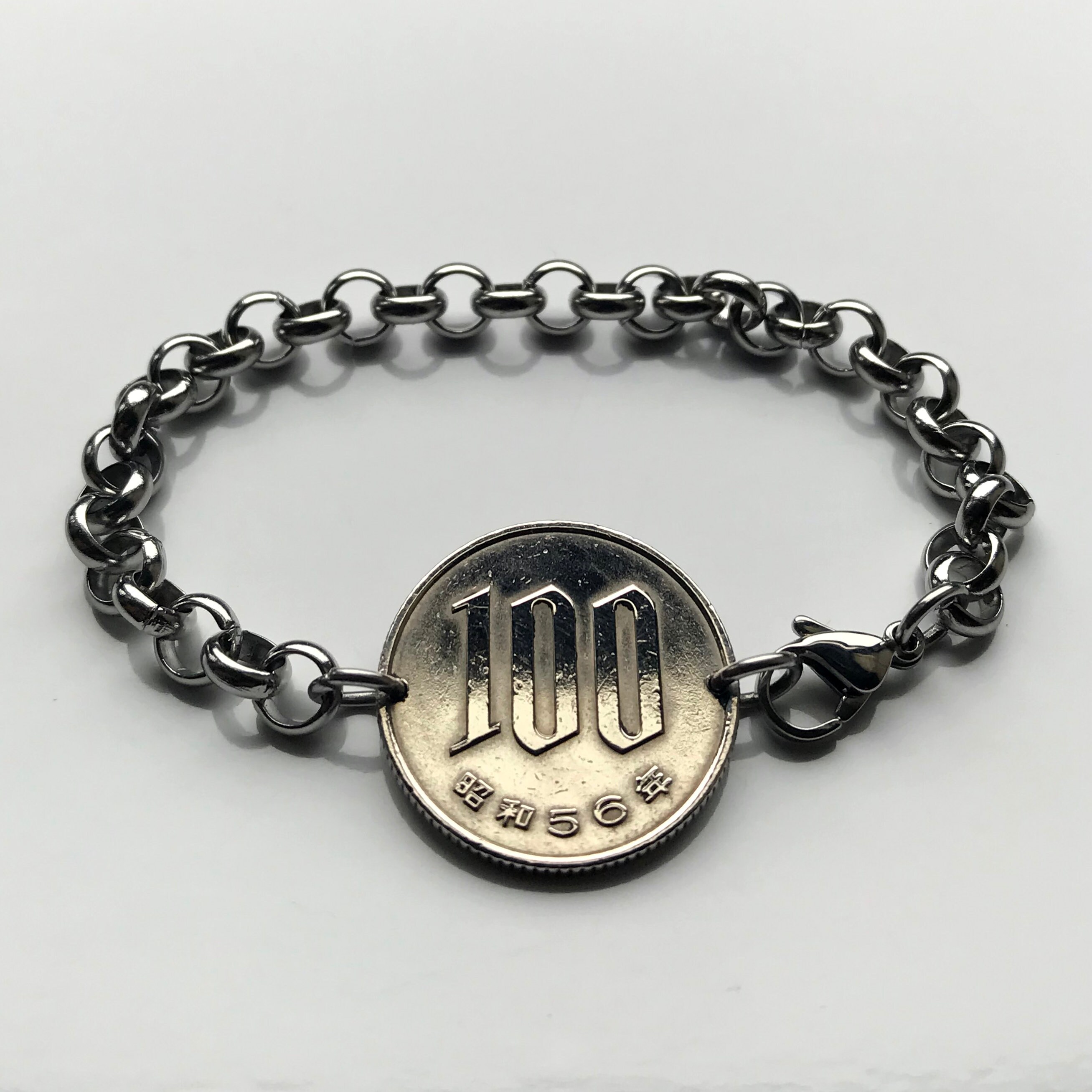 1975 Japan Nippon Nihon 100 Yen Coin Bracelet Sakura Cherry